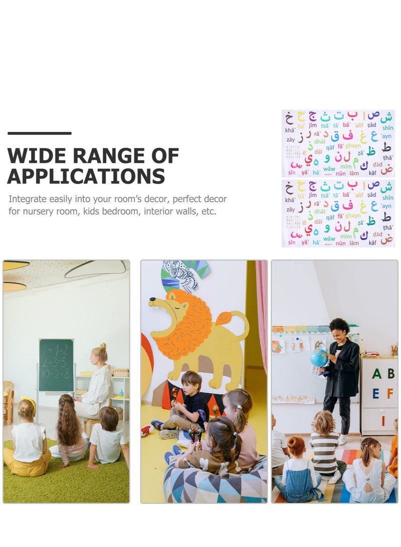 كابتن تيك Letters Stickers Number Stickers, Arabic Alphabet Wall Sticker, 2pcs Arabic Letter Wall Decals, Alphabet Prints Wall Decorations Educational Learning Alphabet Stickers - Image 4