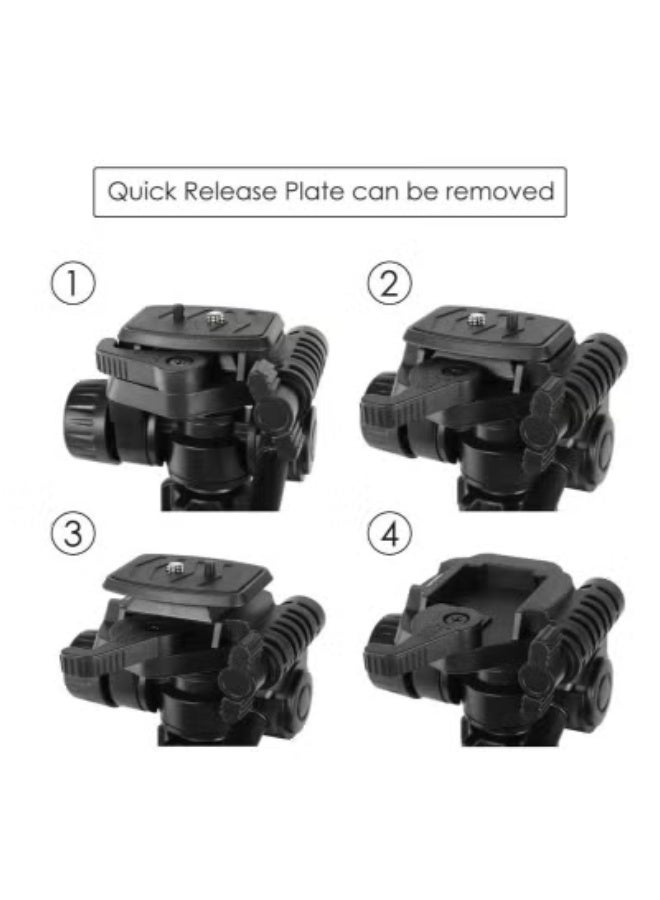 JAJEEK WT-3520 140cm Camera Tripod – Lightweight Aluminium Alloy Tripod Stand with 3-Way Pan Head, Quick Release Plate & Extendable Height – Universal Tripod with Portable Carry Pouch - Image 3