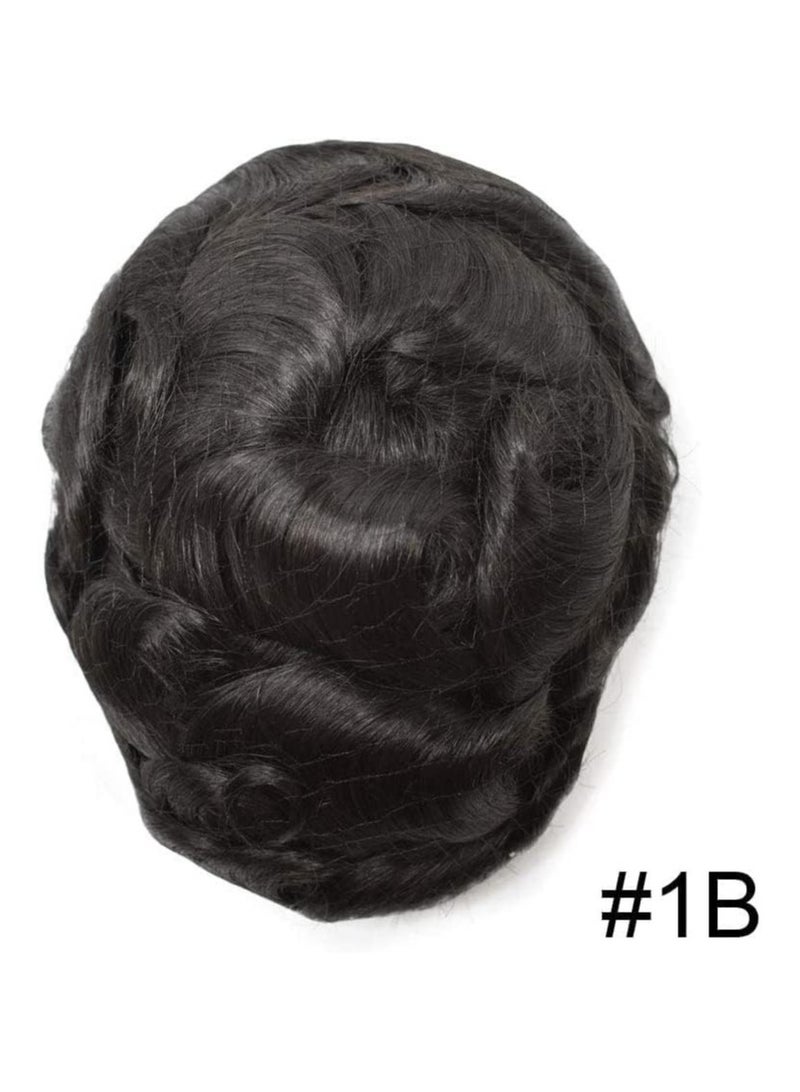 Estelle Toupee for Men, Human Hair Replacement System, Men Real Wigs Natural Hair System Hairpieces, Fine Mono NPU Black Men Unit Natural color (Nature black 1B, 6x9) - Image 3