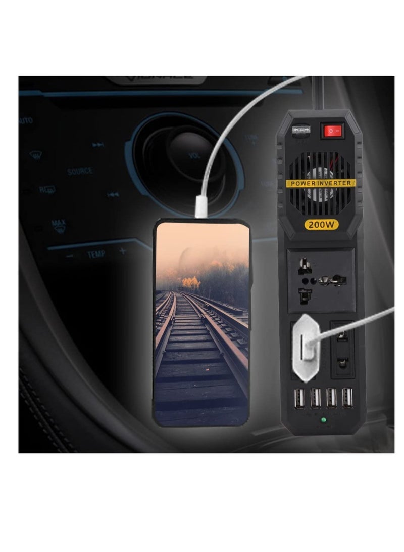 ELTRAZONE 200W Mini Car Vehicle Inverter DC 12V to AC 220V USB Output High-power Power Inverter Small Car Special Edition【Magicalworld】 - Image 2