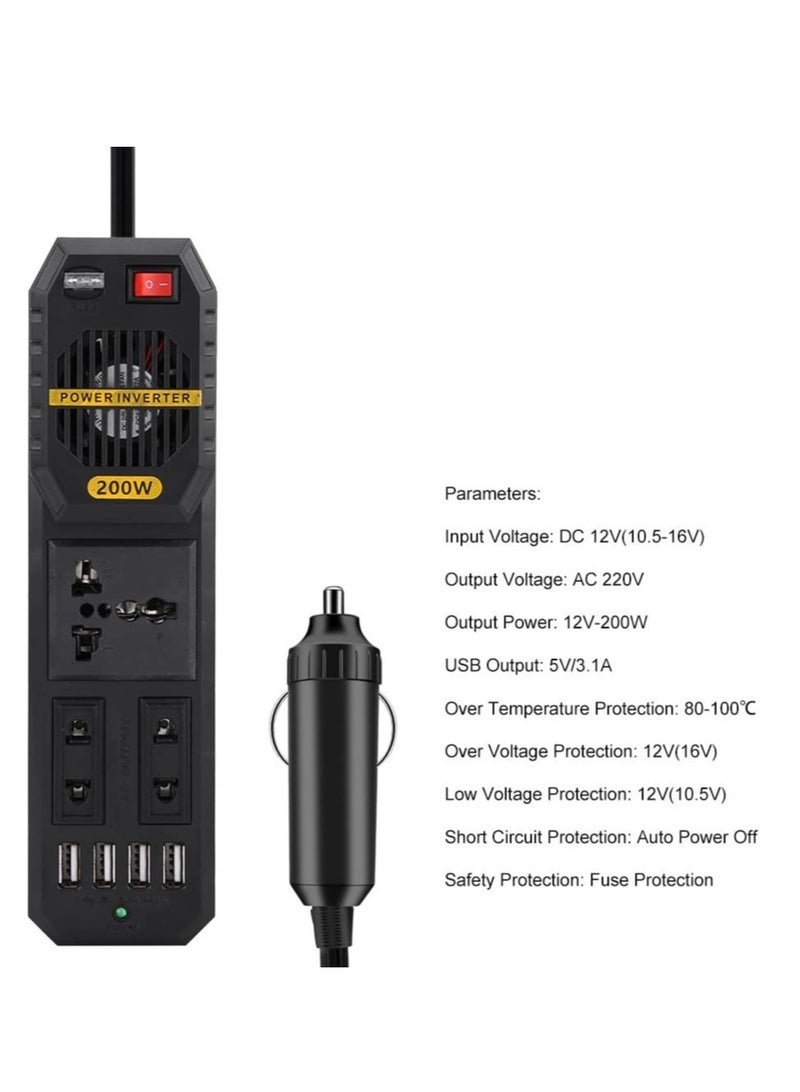 ELTRAZONE 200W Mini Car Vehicle Inverter DC 12V to AC 220V USB Output High-power Power Inverter Small Car Special Edition【Magicalworld】 - Image 4