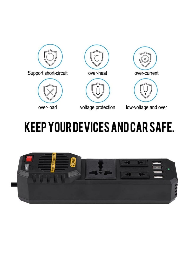ELTRAZONE 200W Mini Car Vehicle Inverter DC 12V to AC 220V USB Output High-power Power Inverter Small Car Special Edition【Magicalworld】 - Image 3