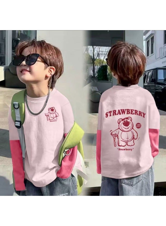 Pure Cotton Children's Long-sleeve T-shirt, Spring And Autumn Korean Style Trendy Cartoon Melade Base Shirt For Older Children, Popular For Outdoor Wear - Image 4