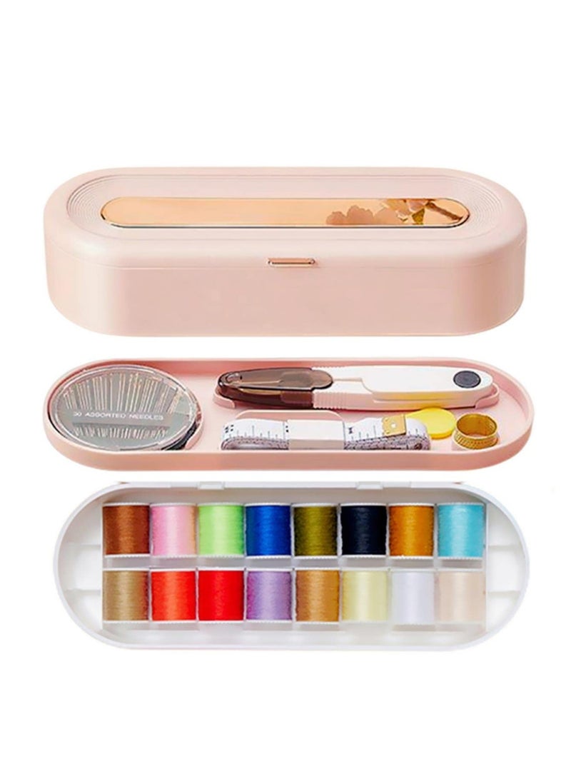 Sewing Kit, Portable Sewing Kit Small Sewing Repair Kit Plastic Sewing Box with Sewing Accessories for Travel Family Adults Beginners (Pink)  - Image 5