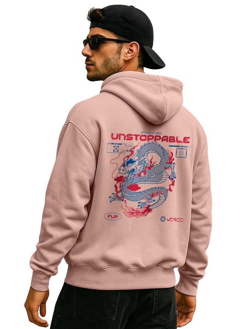 Veirdo® Polycotton Spun Oversized Fit Drop Shoulder Hooded Sweatshirt Full Sleeves Back Graphic Printed Jumper Hoodie for Men (OS_HD_VD_FLP_PW_XL) - Image 1