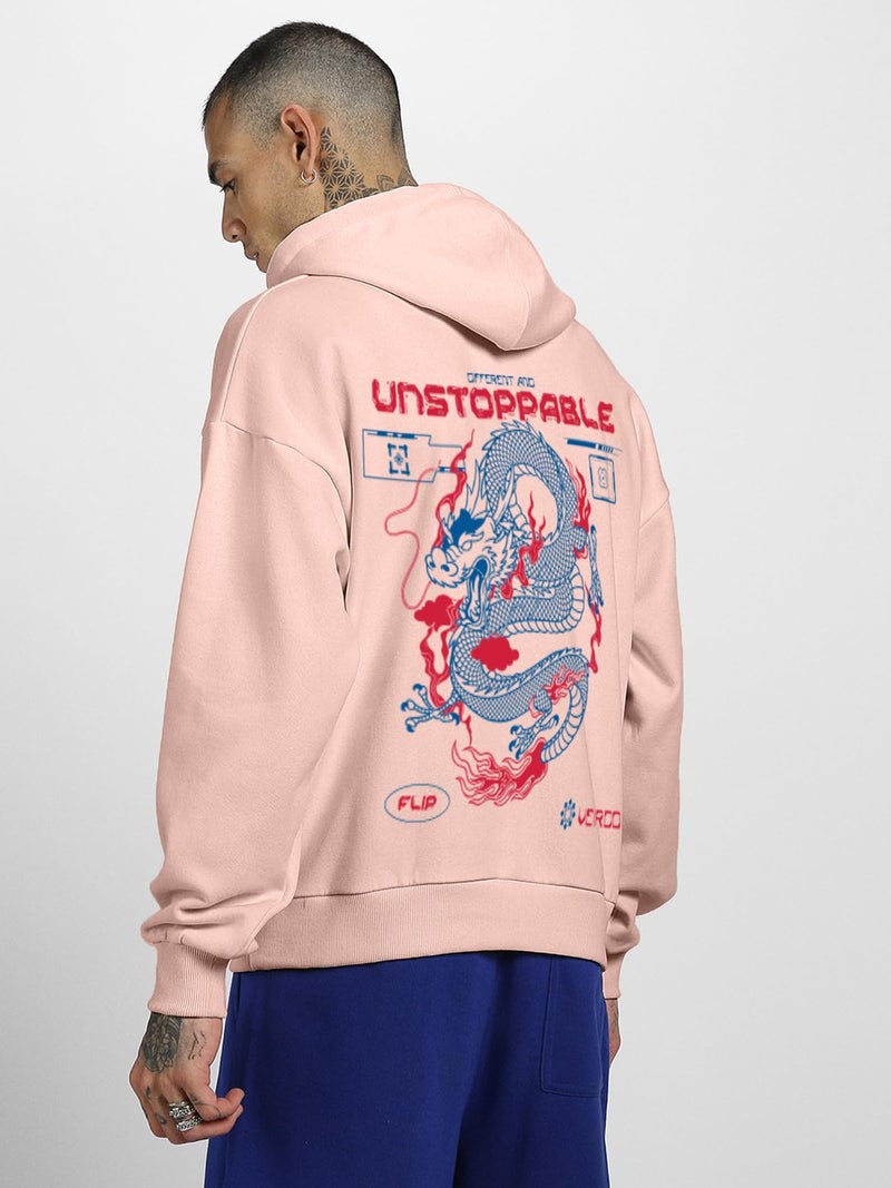 Veirdo® Polycotton Spun Oversized Fit Drop Shoulder Hooded Sweatshirt Full Sleeves Back Graphic Printed Jumper Hoodie for Men (OS_HD_VD_FLP_PW_XL) - Image 5