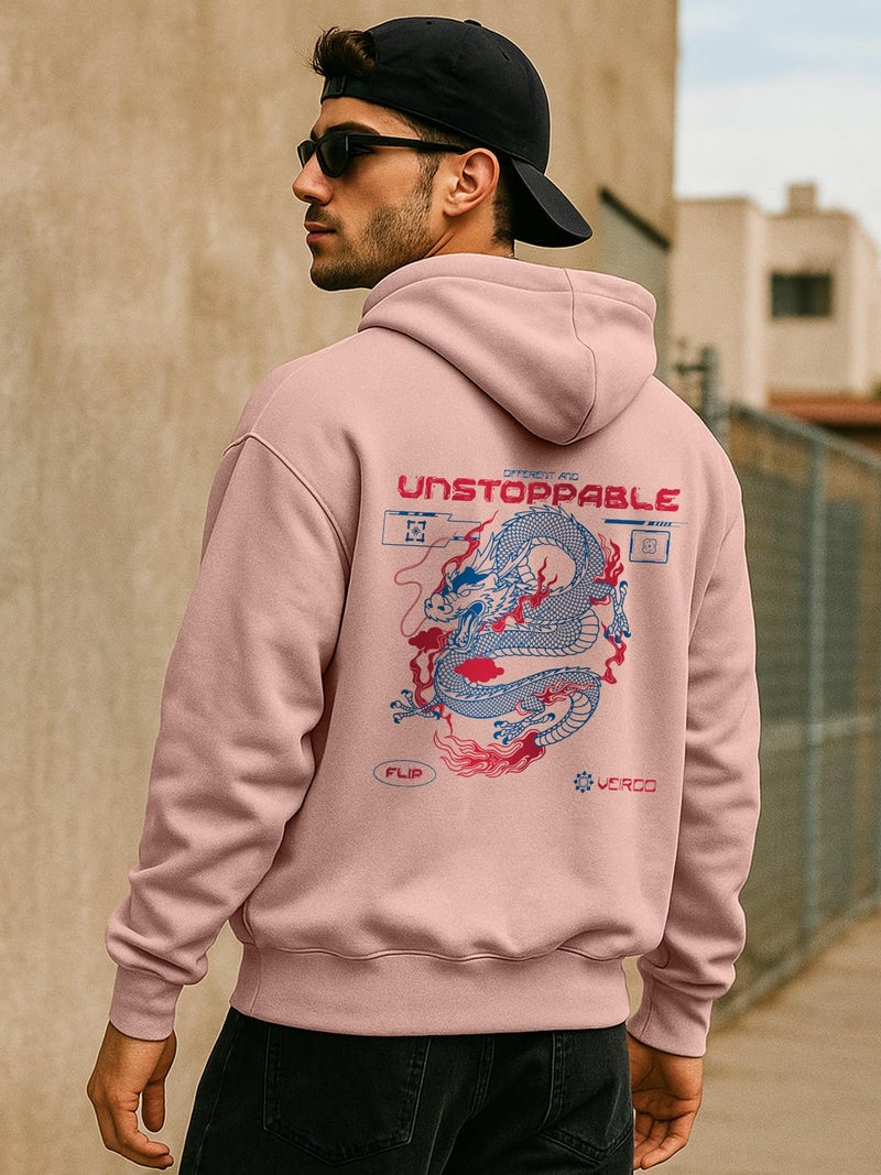 Veirdo® Polycotton Spun Oversized Fit Drop Shoulder Hooded Sweatshirt Full Sleeves Back Graphic Printed Jumper Hoodie for Men (OS_HD_VD_FLP_PW_XL) - Image 2
