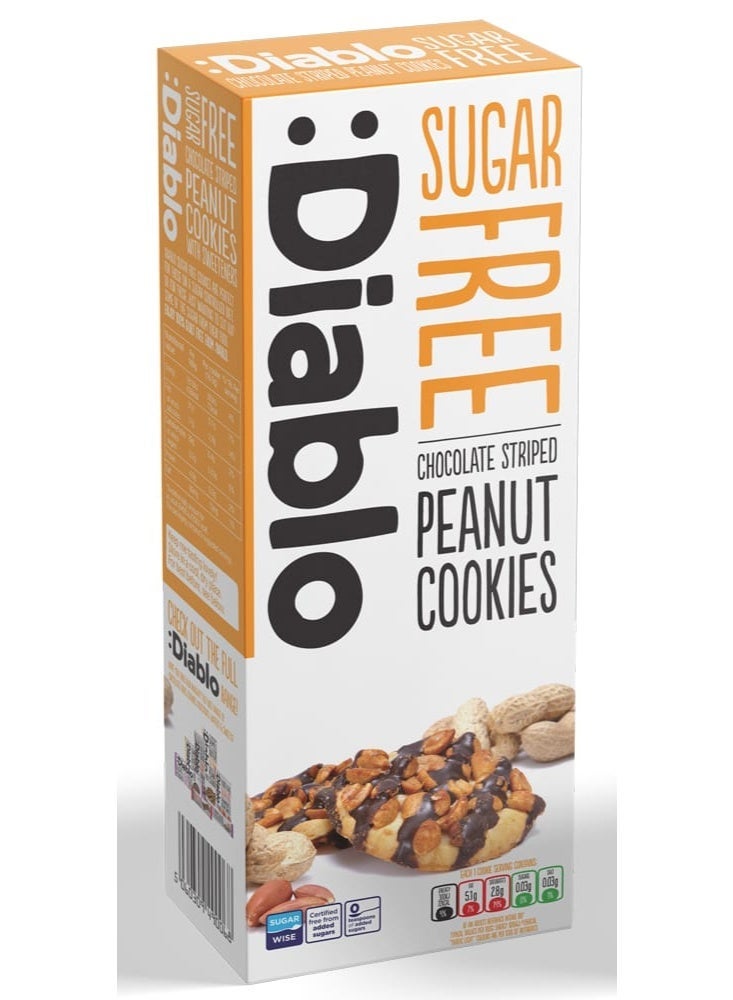 Diablo Sugar Free Chocolate Striped Peanut Cookies 135g x 3 - Image 1