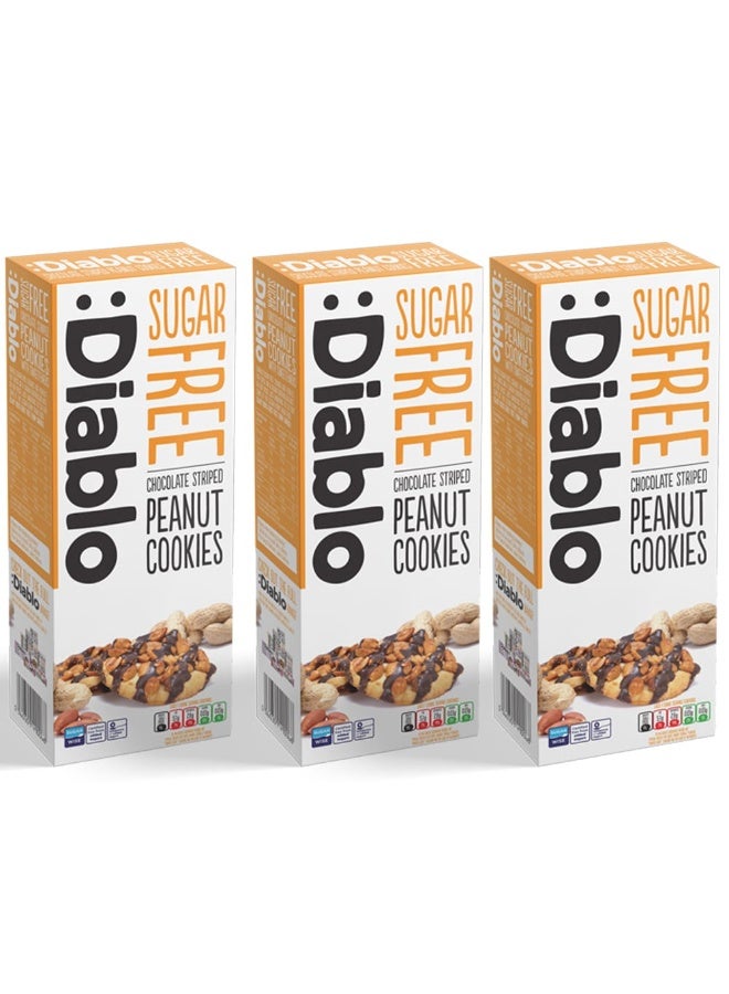 Diablo Sugar Free Chocolate Striped Peanut Cookies 135g x 3 - Image 4