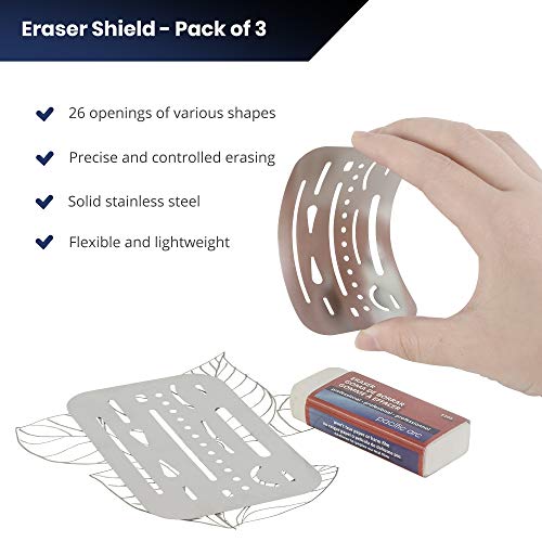 Pacific Arc Professional Erasing Shield Solid Stainless Steel with 26 Openings, 3 Pack - Image 4