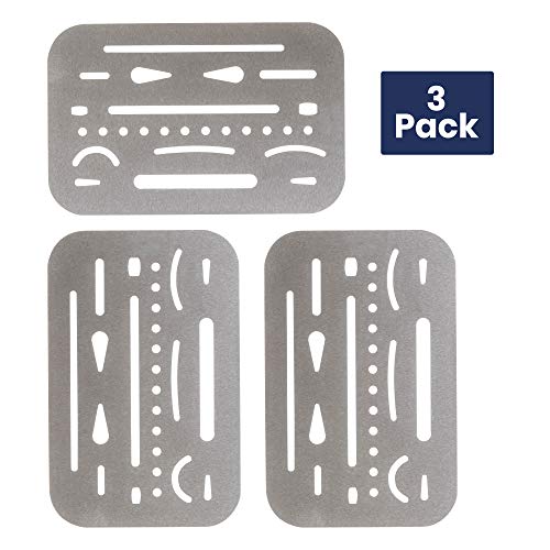 Pacific Arc Professional Erasing Shield Solid Stainless Steel with 26 Openings, 3 Pack - Image 2