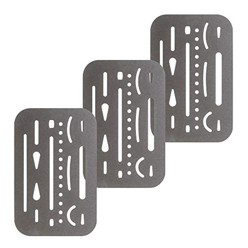 Pacific Arc Professional Erasing Shield Solid Stainless Steel with 26 Openings, 3 Pack - Image 1