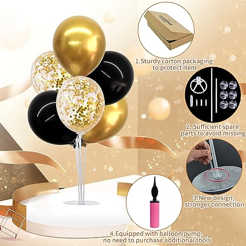 TONIFUL 4 Set Black Gold Balloon Centerpieces for Table,Balloon Stand Kit for Black Gold Party Decor 40th 50th 60th 70th Birthday Decorations Halloween Anniversary Graduation Decorations 2025 - Image 4