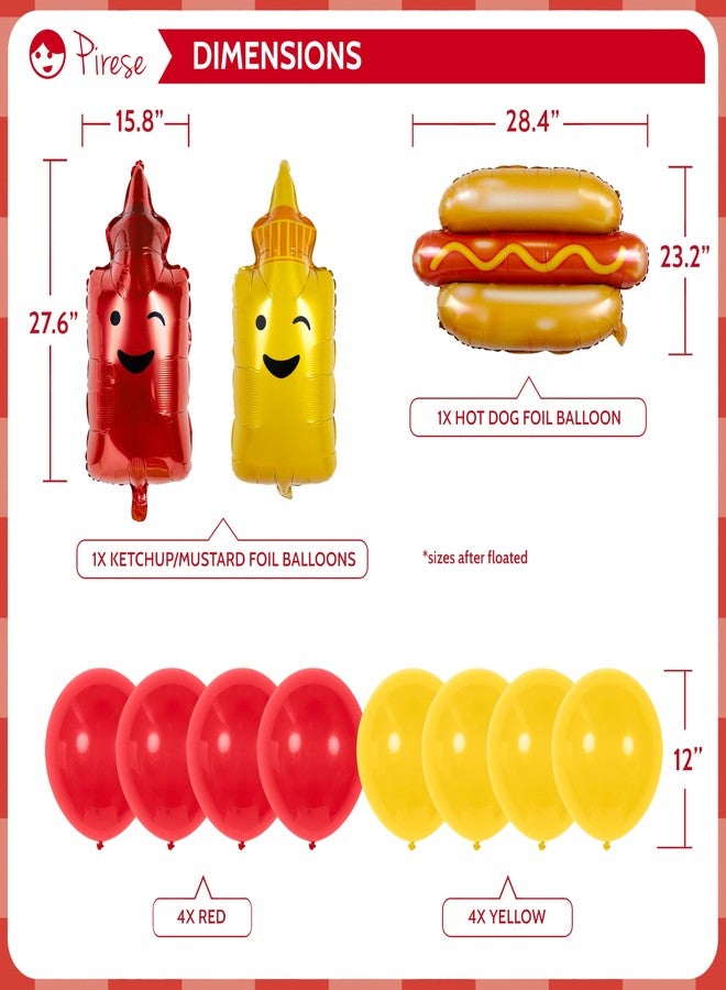 Pirese Hot Dog Birthday Decorations, Hot Dog Party Decorations with Pre-Strung Happy Birthday Banner, Hot Dog Balloons, Picnic BBQ Birthday Party Supplies, Hot Dog Birthday Party Decorations - Image 4