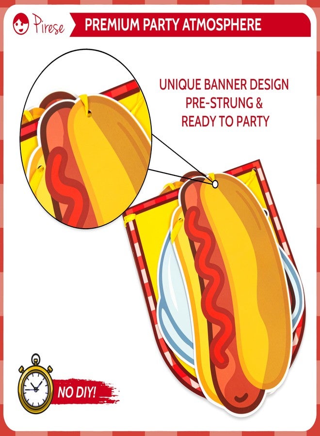Pirese Hot Dog Birthday Decorations, Hot Dog Party Decorations with Pre-Strung Happy Birthday Banner, Hot Dog Balloons, Picnic BBQ Birthday Party Supplies, Hot Dog Birthday Party Decorations - Image 5