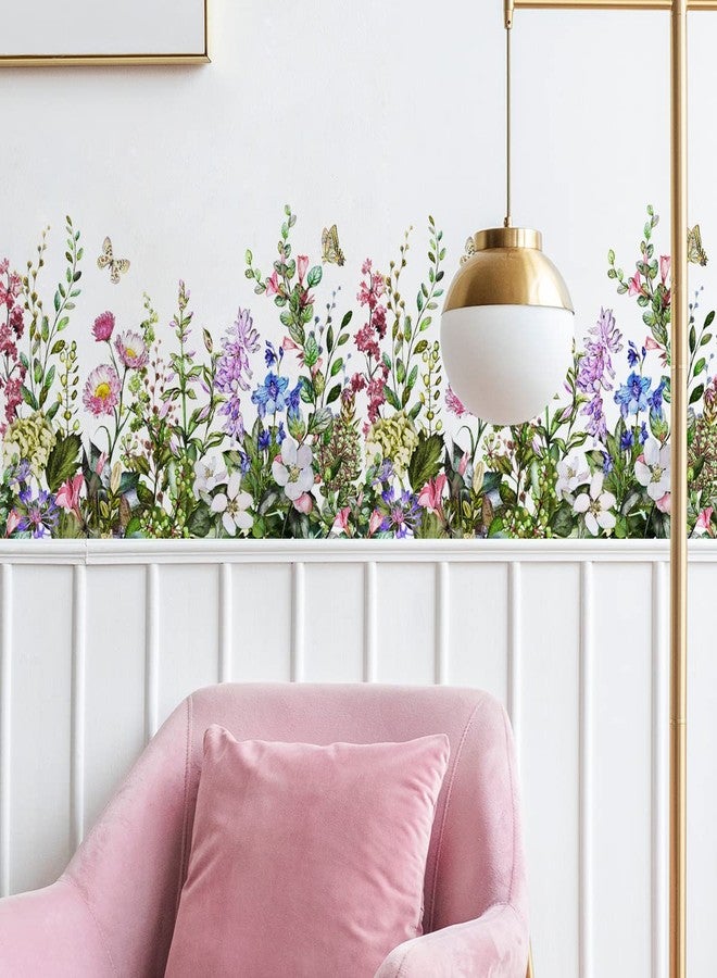 Mirabuy Big Plant Grass Wall Corner Stickers Flowers with Butterflies Base Board Skirting Line Wall Decals for Bedroom Living Room Staircase Kitchen - Image 2