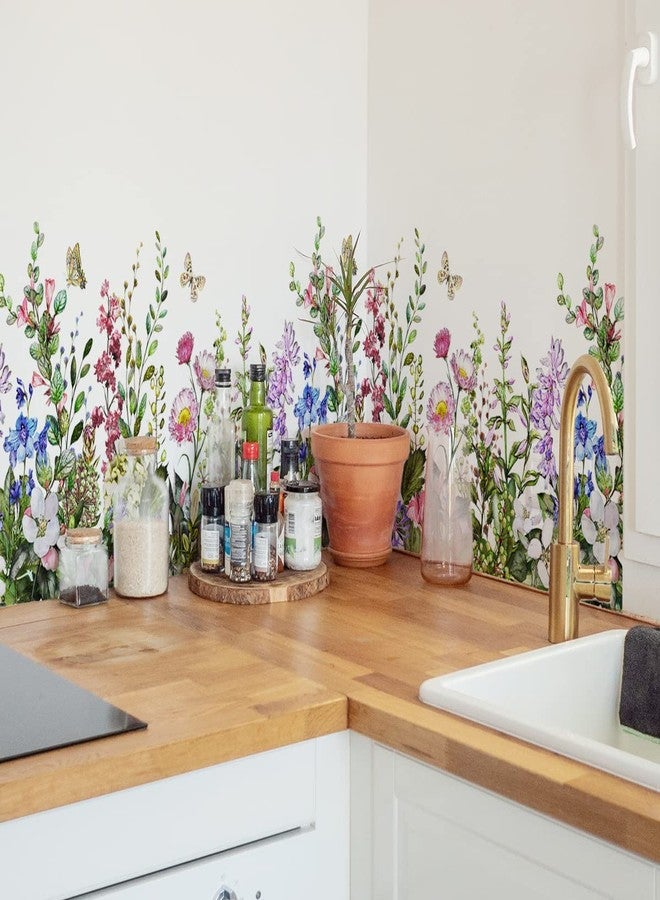 Mirabuy Big Plant Grass Wall Corner Stickers Flowers with Butterflies Base Board Skirting Line Wall Decals for Bedroom Living Room Staircase Kitchen - Image 4