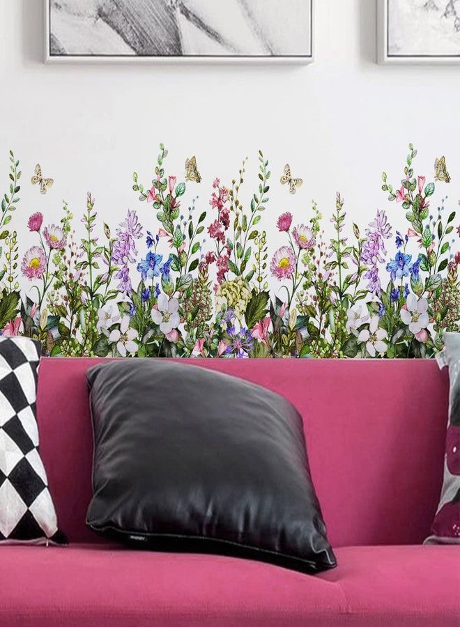 Mirabuy Big Plant Grass Wall Corner Stickers Flowers with Butterflies Base Board Skirting Line Wall Decals for Bedroom Living Room Staircase Kitchen - Image 5