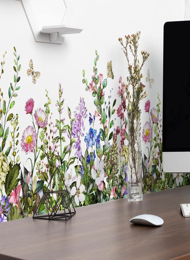 Mirabuy Big Plant Grass Wall Corner Stickers Flowers with Butterflies Base Board Skirting Line Wall Decals for Bedroom Living Room Staircase Kitchen - Image 3