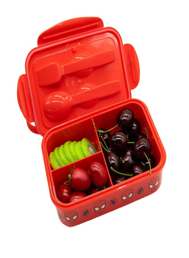Fast Forward Spiderman Bento Lunch Box for Kids | Marvel Food Container with Utensils | BPA-Free Toddler Lunch Kit with 3 Compartments | Bento Snack Box with Spoon & Fork | Ages 4+ - Image 2