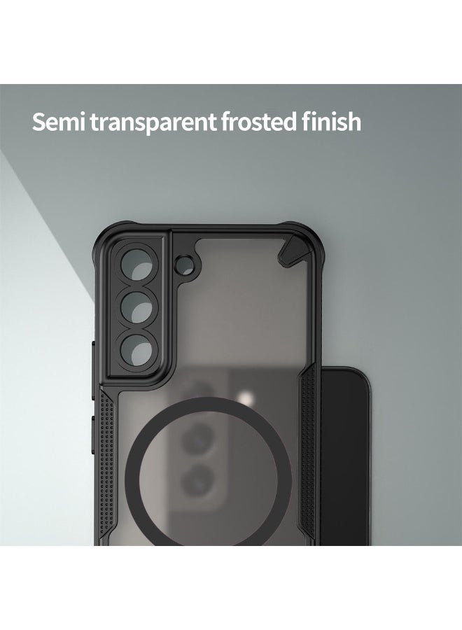 Cover For Samsung Galaxy S22 Plus Armor Glaze  Magnetic Phone Case Raised edges around the screen and camera lens help prevent scratches - Black - Image 3