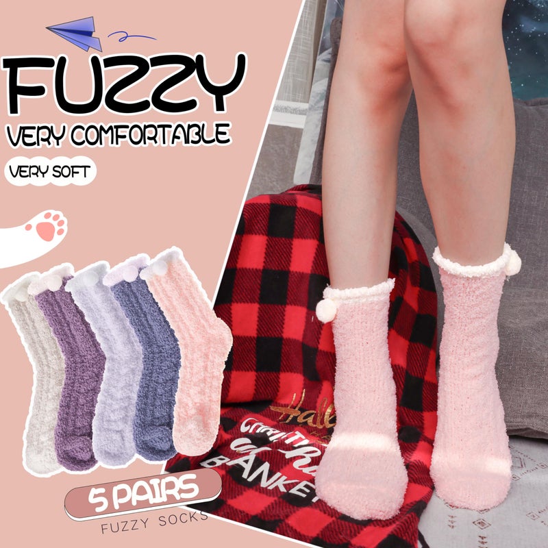 EBMORE Fuzzy Fluffy Cozy Socks for Women Winter Warm Slipper Socks Comfy Cabin Plush Sleep Home Soft Valentines Day Christmas Gifts Stocking Stuffers for Teen Girls Women Mom(Ball) - Image 2