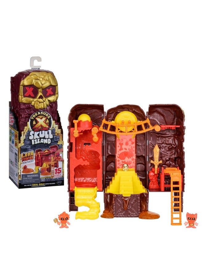Treasure X Lost Lands Skull Island Lava Tower Micro Playset, 15 Levels of Adventure. Survive The Traps and Discover 2 Micro Sized Action Figures. Will You Find Real Gold Dipped Treasure? - Image 1