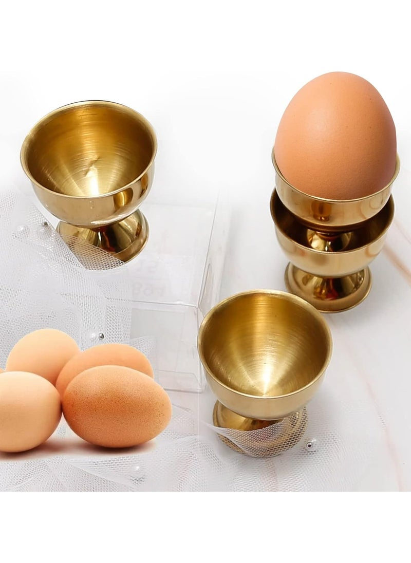 Oasisgalore Stainless Steel Egg Holder, 4Pcs Gold Egg Cups for Hard Boiled Eggs, Table Decor  - Image 4