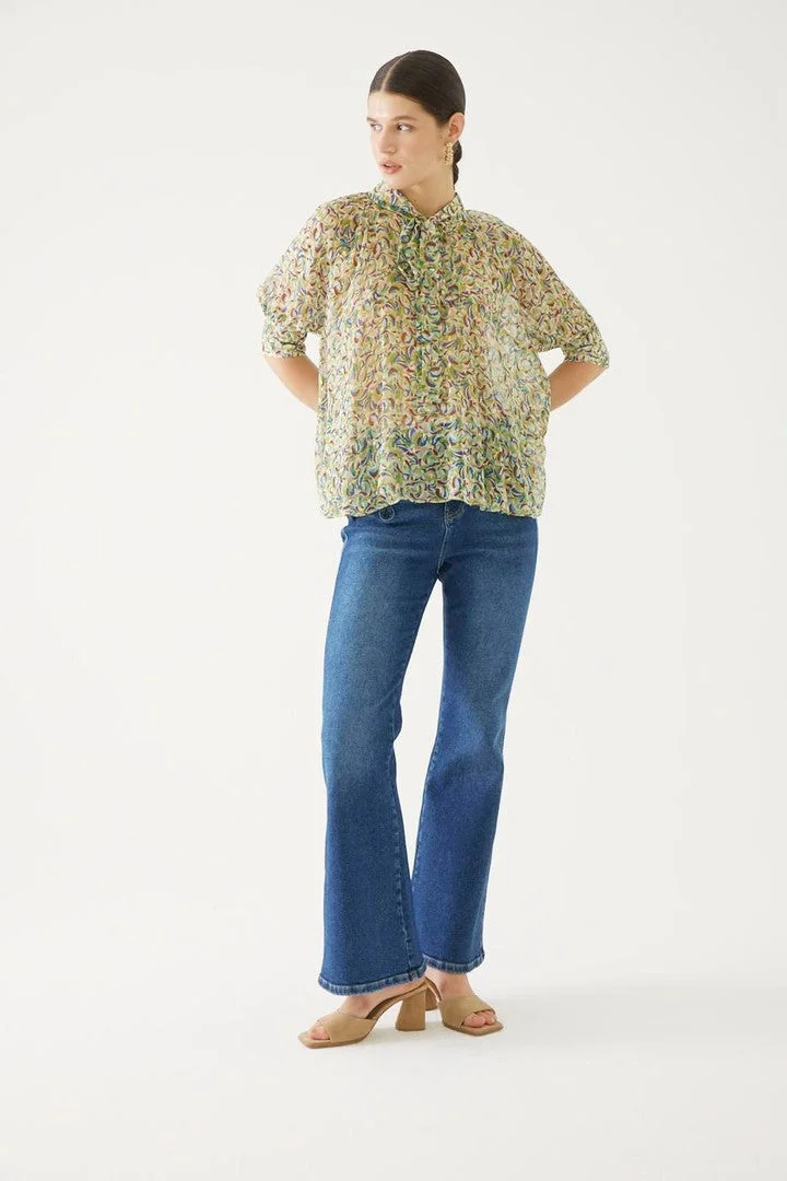 Exquise Patterned Regular Blouse with Halter Neck Detail