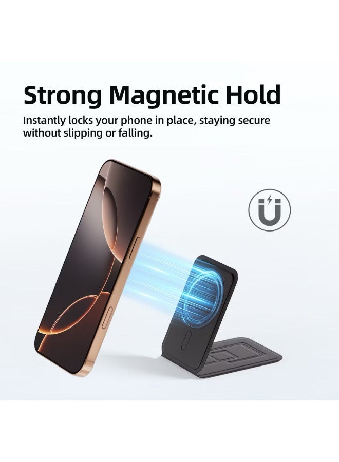 GOOJODOQ Strong Magnetic Folding Phone Holder 360° Rotation Adjustment Ultra-Slim and Portable Comes with Metal Ring - Image 3