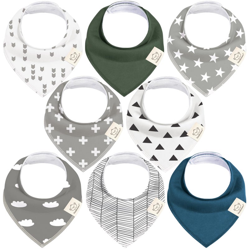 KeaBabies 8-Pack Organic Baby Bandana Bibs for Boys, Girls - Super Absorbent Triangle Baby Bibs for Drooling and Teething Infant, 100% Cotton Extra Soft for Newborn, Infant 0-36 Months (Crossroads) - Image 1