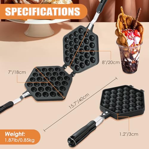 MAOPINER Bubble Waffle Maker Pan Waffle Cake Mold Pot Non-stick Double Side Egg Waffle Maker for Breakfast Lunch Household Cafe Restaurant Cake Shop - Image 2