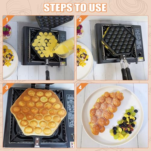 MAOPINER Bubble Waffle Maker Pan Waffle Cake Mold Pot Non-stick Double Side Egg Waffle Maker for Breakfast Lunch Household Cafe Restaurant Cake Shop - Image 5