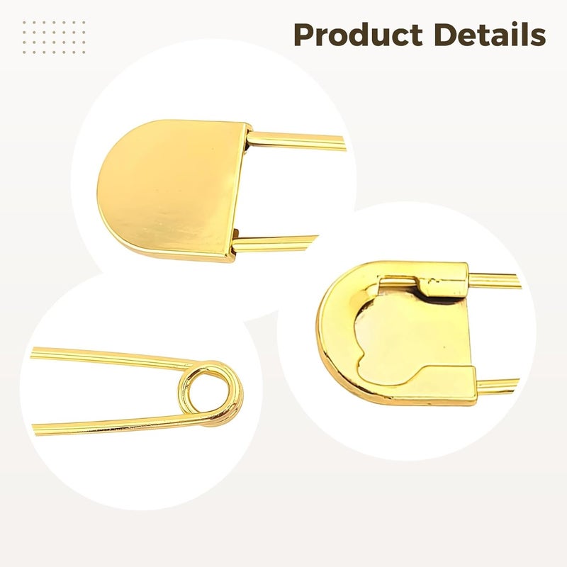 10 Pcs Large Safety Pins, Gold 3.1 in, Heavy Duty Alloy, 0.087 in Thick, 0.34 Oz Light, for DIY, Clothing, Jewelry Making, Brooch, Box Bag Fixed - Image 5