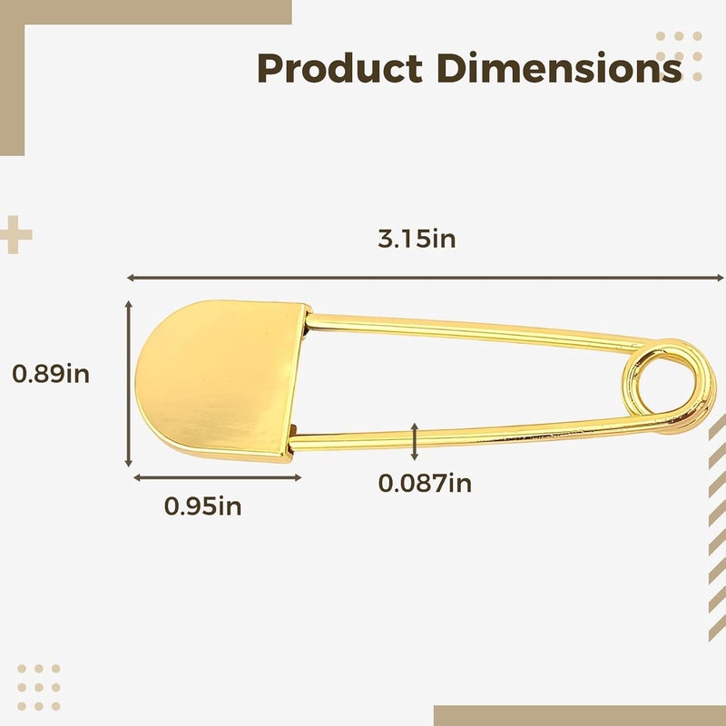 10 Pcs Large Safety Pins, Gold 3.1 in, Heavy Duty Alloy, 0.087 in Thick, 0.34 Oz Light, for DIY, Clothing, Jewelry Making, Brooch, Box Bag Fixed - Image 2