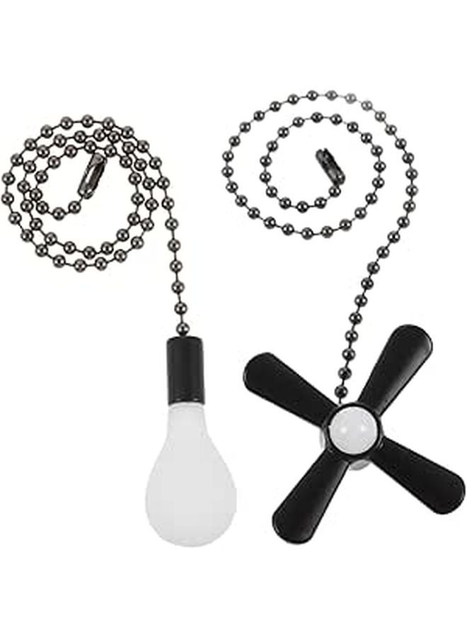 2PCS Stainless Steel Fan Pull Chain Pendant with Glass Charm for Ceiling Fans and Bathroom Fixtures - Image 1