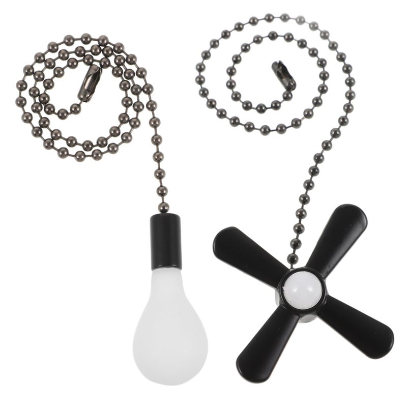 2PCS Stainless Steel Fan Pull Chain Pendant with Glass Charm for Ceiling Fans and Bathroom Fixtures - Image 2