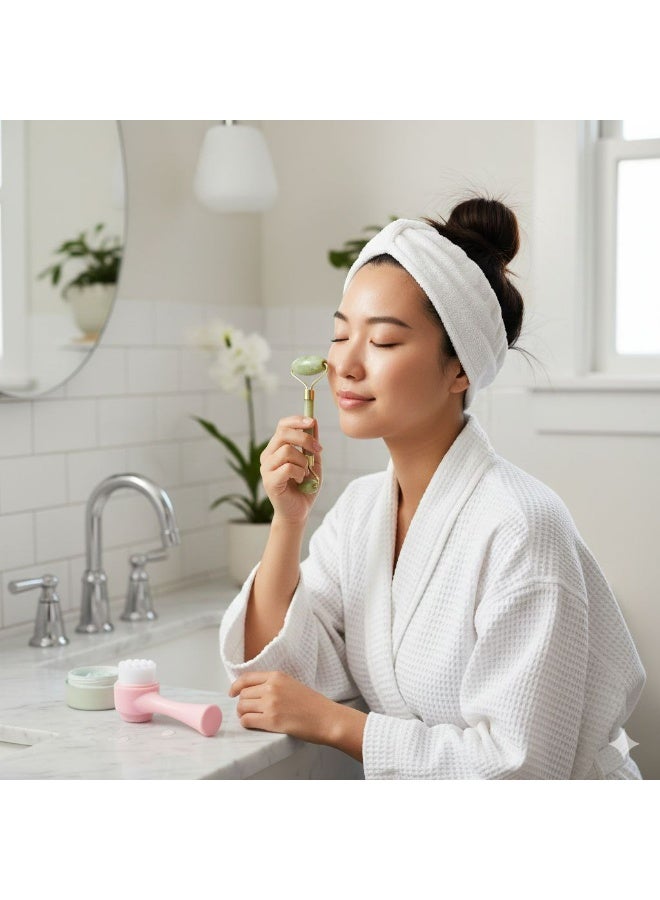 NUDE 2-in-1 Facial Care Set – Dual-Action Manual Cleansing Brush & Natural Jade Roller for Face Lifting, De-puffing, and Sculpting - Image 3