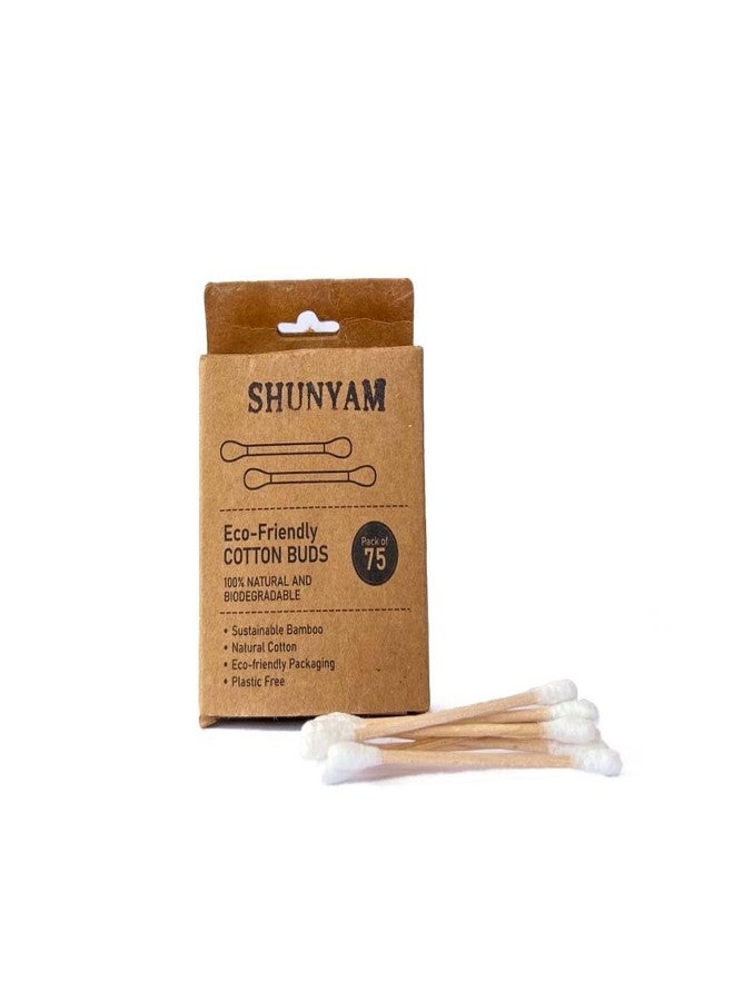 Shunyam أعواد قطنية من الخيزران من شونيام، 225 عودًا | 450 مسحة | أعواد خيزران متعددة الاستخدامات | خيزران صديق للبيئة، قابل للتحلل الحيوي، مستدام وخالٍ من البلاستيك | عبوة من 3 قطع (75 مسحة في كل عبوة) - Image 2