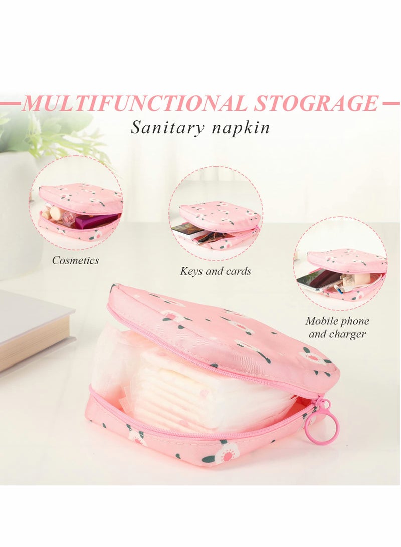 حقيبة تخزين الفوط الصحية، حقيبة بسحاب لحفظ الفوط الصحية قابلة للحمل لحفظ التامبونات في الحقيبة، مجموعة الدورة الشهرية الأولى للفتيات المراهقات، لتخزين الفوط الصحية للنساء (4 قطع) - Image 4