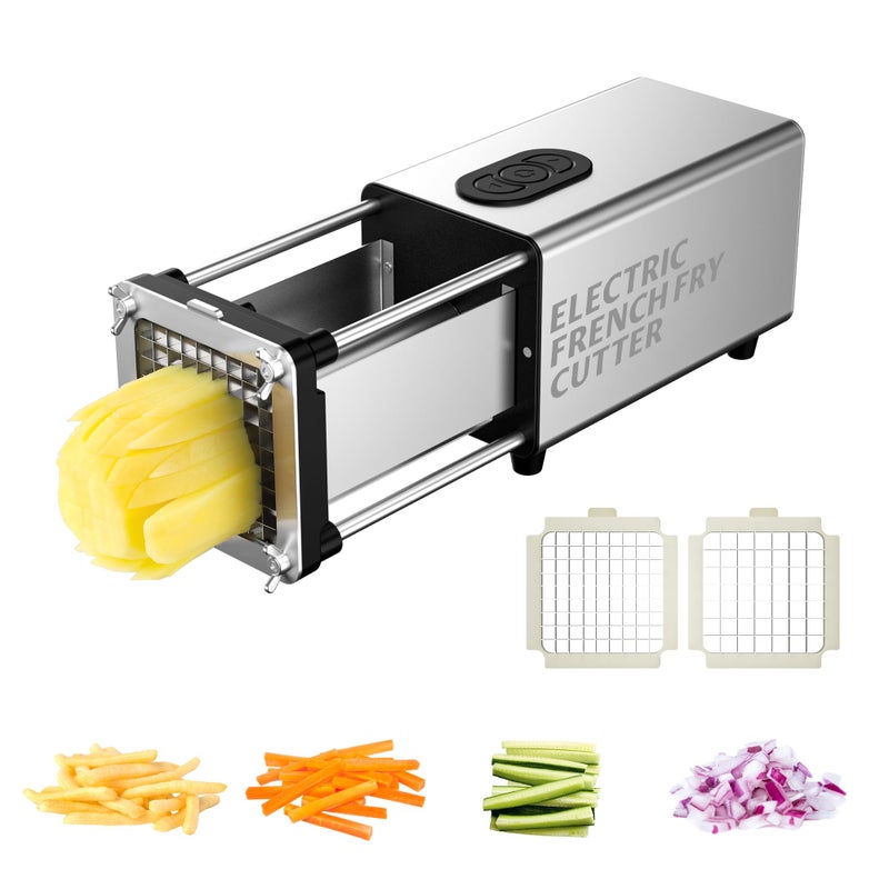 SIXRARI Electric French Fry Cutter Automatic Potato Cutter Stainless Steel with 12  38 Inch BladeVegetable CutterCommercial and Household Potato Slicer Use for Potatoes Onion Cucumbers