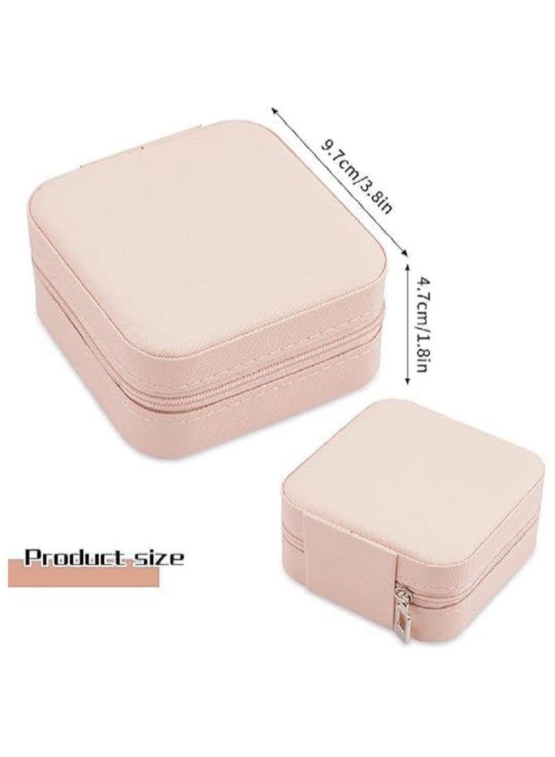 Small Leather Jewelry Box Easy Carry Organizer Jewelry Rings Gift Box for Girls (Pink)  - Image 4