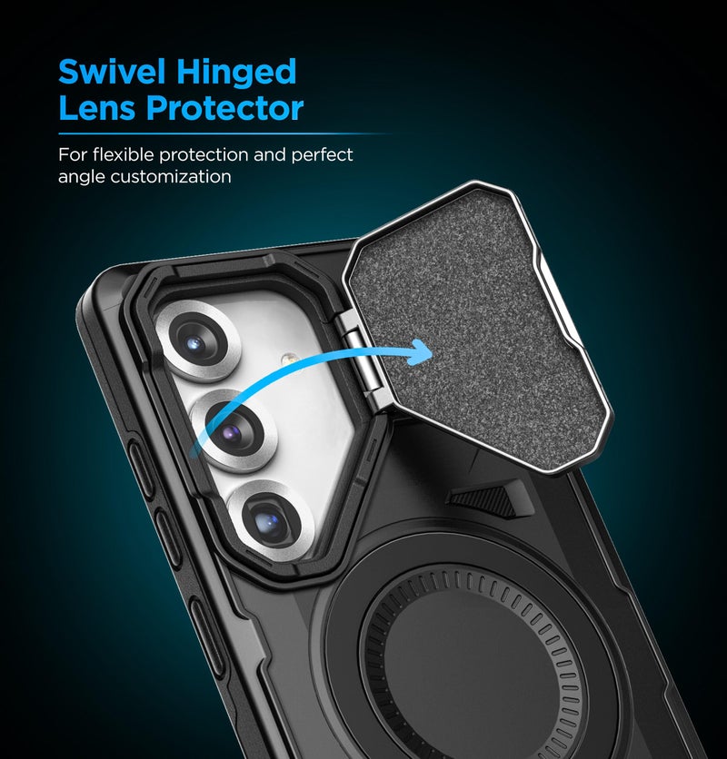 Encased for Samsung Galaxy S25 FE Case with Belt Clip Holster - Heavy-Duty Hinged Camera Lens Cover and Kickstand (Compatible with MagSafe) - Image 4