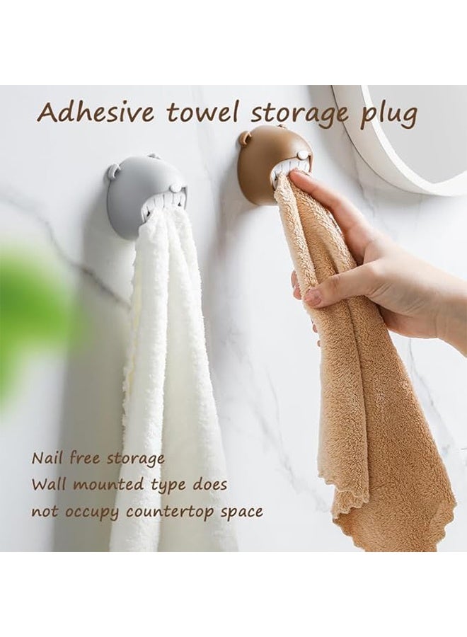 حامل مناشف يد لاصق بتصميم دب جذاب، 4 قطع - خطافات مناشف بدون حفر للمطبخ والحمام، تركيب بدون حفر - Image 4