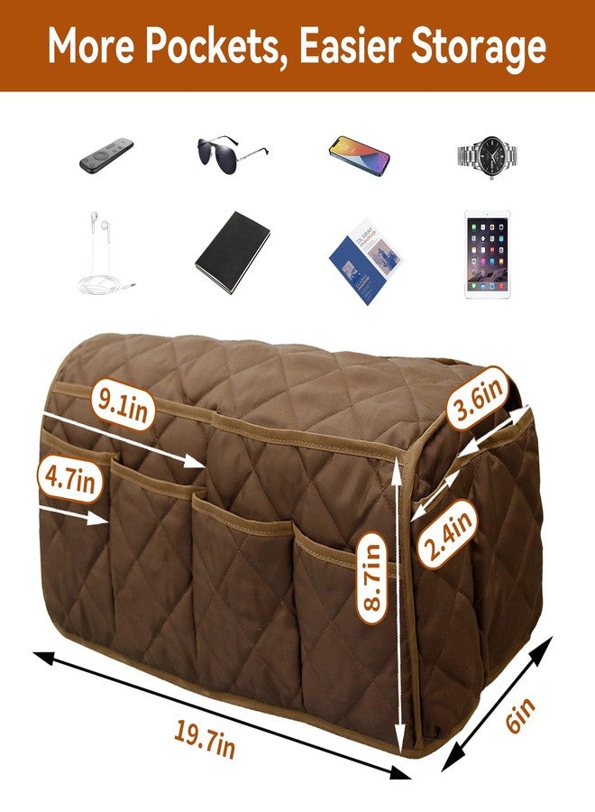 MEHIDFY Armchair Caddy, Waterproof Sofa Armrest Organizer, Non Slip Recliner Organizer, Remote Holder for Recline, Recliner Caddy with 14 Pockets Storage for TV Remote, Phone, Magazine (Brown) - Image 3