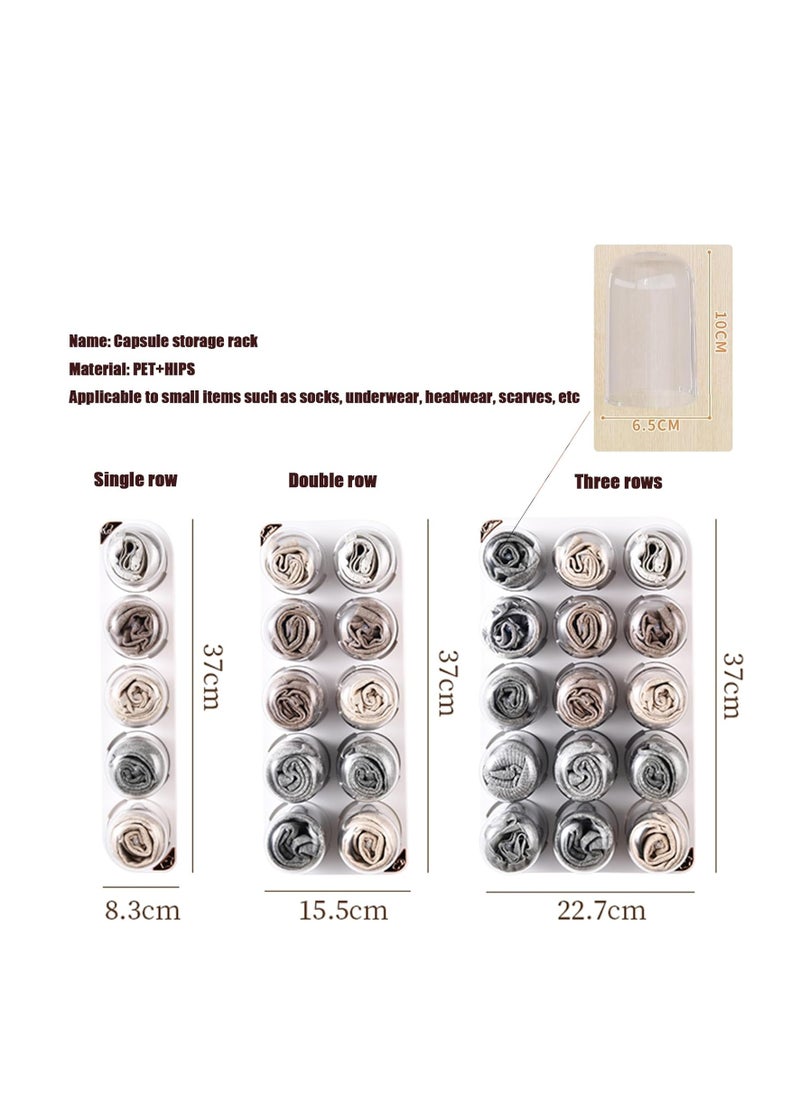 Generic Wall Mounted Capsule Storage Organizer clear plastic Wardrobe organizadores stores for Underwear, socks, Silk Towels, ties, headcards, face towels suitable (Single row)  - Image 2