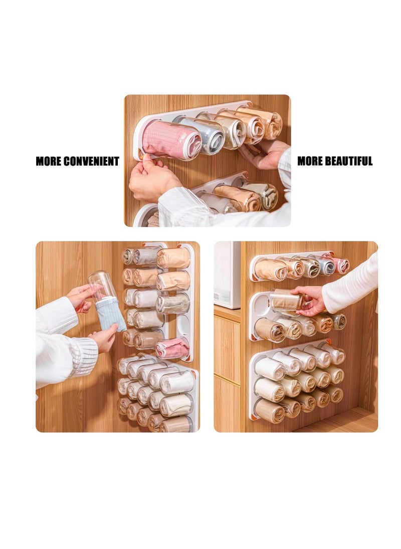 Generic Wall Mounted Capsule Storage Organizer clear plastic Wardrobe organizadores stores for Underwear, socks, Silk Towels, ties, headcards, face towels suitable (Single row)  - Image 5