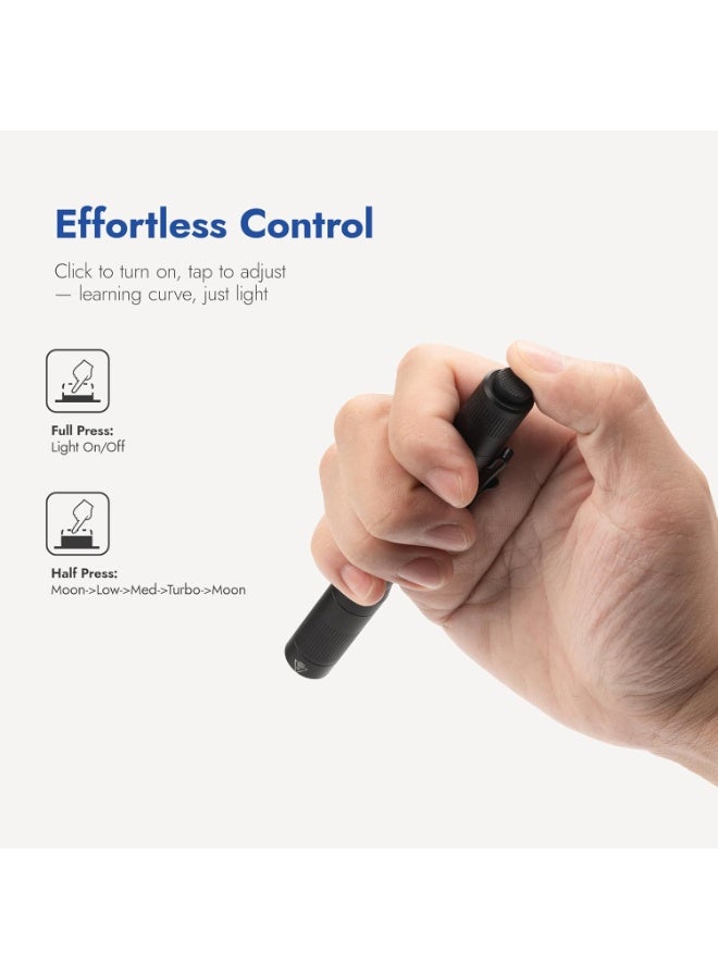 WUBEN PL01 Pen Light, 650 Lumen LED Flashlight Rechargeable, Pocket Size Pen Flashlight with Steel Pocket Clip, Compatible 2 AAA Battery, IP68 Waterproof, Penlight for Home, Emergencies, Inspection - Image 3