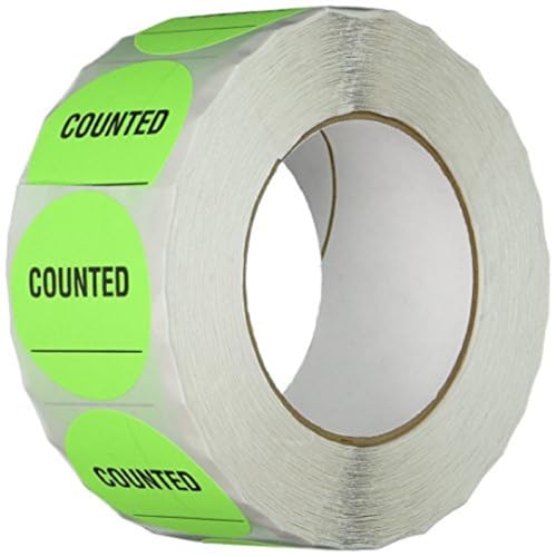 TapeCase INVLBL-023 Counted Inventory Label, Circular Adhesive Label, Green, 2 in, 1000 Labels Per Roll, 1 Roll - Image 1