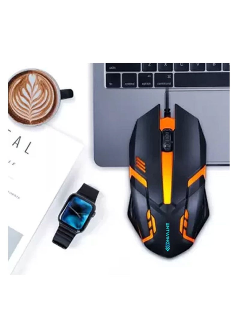 انطوينو ماوس ألعاب سلكي من ENTWINO F-1 للكمبيوتر، ماوس ألعاب ضوئي سلكي مضفر (USB 2.0، أسود) - Image 3